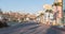 View of a street in the modern district partly abandoned in Albufeira, Portugal