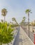 View of the street Ronda del Litoral with palm trees