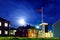 The view of the street of the small northern Norwegian town at night