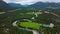 A view of Stryn, the beautifully meandering Stryneelva River in the Stryn Valley, in the county of Vestland, Norway