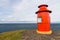 View of the Sugandisey Island Lighthouse in small town Sykkisholmur, Iceland