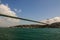 View of the Sultan Mehmed Fatih Bridge over the Bosphorus in Istanbul. Turkey