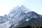 View of the summit of Khumbila mountain in Himalayas