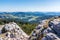 View from summit of mountain Hochlantsch to Teichalm and Sommeralm