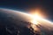 a view of the sun rising over the horizon of earth\\\'s horizon is shown in this artist\\\'s impression of a distant view