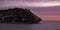 View of sunken cargo ship tanker wrecked on Black Sea coast of Odessa on sunrise