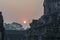 View of the sunrise from the Eastern entrance of Angkor Wat