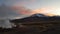 View at sunrise of El Tatio geyser field located in the Andes Mountains, Chile