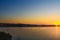 View of sunrise in lagoon Orbetello on peninsula Argentario. Italy