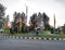 the view of the sunrise at the machete monument, the Bekasi district government fountain roundabout