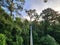 View of sunrise over canopy walkway in Danum Valley rain forest in lahad Datu