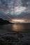 View of sunset from Ardmair Beach, Scotland.