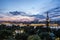 View during sunset at the center of Moscow with the statue of Peter the Great, Russia