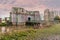 A view of the sunset at Kirby Muxloe, UK towards the ruins of a castle