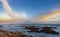 View of the sunset landscape from Cape Agulhas in South Africa