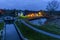 A view after sunset looking down the series of locks at Foxton Locks, UK