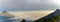 View during sunset from the surrounding volcanoes from the summit of Acatenango volcano , Guatemala