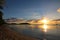 View of sunset in a tropical island in Fiji