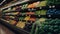 A view of the supermarket produce section overflowing with an abundance of colorful vegetables, Generative AI