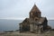 View of Surb Arakelots church in winter, Sevanavank, Armenia