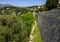 View of the surrounding countryside and wall surrounding the town from the top of Saint Paul-De-Vence, Provence, France