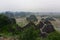 View of surrounding landscape from famous Hang Mua peak in Vietnam