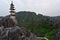 View of surrounding landscape from famous Hang Mua peak in Vietnam