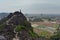 View of surrounding rice field landscape from famous Hang Mua peak in Vietnam