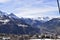 View of Susa Valley and snowy mountain peaks in Piedmont, Turin, Italy