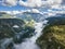 View on the Susica canyon covered by fog in northern Montenegro