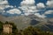 View of the Svanetian towers in Mestia village. Upper Svaneti, G