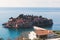 View of Sveti Stefan, a town in Budva Municipality, Budva Riviera, on the Adriatic sea coast, Saint Stephen island, Montenegro,