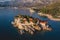 View of Sveti Stefan, a town in Budva Municipality, Budva Riviera, on the Adriatic sea coast, Saint Stephen island, Montenegro,