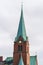 View of the Swedish Gustaf Adolfs Church in Hamburg.