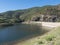 View of sweet water dam Presa de Los Perez lake in Tamadaba nature park. Gran Canaria, Canary Islands, Spain