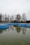 View of a swimming pool, part of a sports complex in the village of Kubratovo