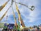 The view of Swing ride tower at Sydney Royal Easter show in sunny day.