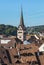 View of the Swiss city of Schaffhausen at the end of summer