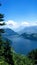 View of a Swiss Lake from a funicular railway