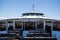 View of Sydney Harbour ferry seating and cockpit from on board in Sydney, Australia