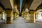 view of a symmetrical concrete bridge situated inside of the turia gardens in valenca....IMAGE