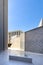 View of synagogue from the church at the The Abrahamic Family House in Abu Dhabi