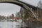 View of the The Tahtiniemi Bridge, a cable-stayed harpform bridge in Heinola, Finland.