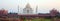 View of the Taj Mahal at sunset is an ivory-white marble mausoleum