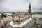 the view of a tall, ornate cathedral from a high point of view