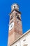 View of tall tower Torre dei Lamberti in Verona