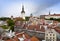 View of Tallinn, roofs of houses, St. Nicholas\' Church and Alexander Nevsky Cathedral.