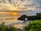 View of Tanah Lot, traditional balinese temple at sunset