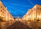 View of Tartu city hall with Christmas lights.