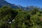 View of the Taurus Mountains, Mediterranean pines and the sea coast from the hotel. Rest in hotels of Turkey. Summer rest